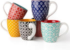 DOWAN 16 OZ Boho-Mosaic Coffee Mugs Set of 6, Large Ceramic Coffee Mugs with Handle, Bohemian Home Decor Gift Set for Housewarming, Wedding & Birthday by DOWAN