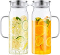 Bivvclaz 2 Pack 1.6 Liter 54 oz Glass Pitcher with Lid and Handle, Glass Carafe Water Pitcher for Hot/Cold Water, Iced Tea, Drinks, Coffee, Juice and Homemade Beverage by Bivvclaz