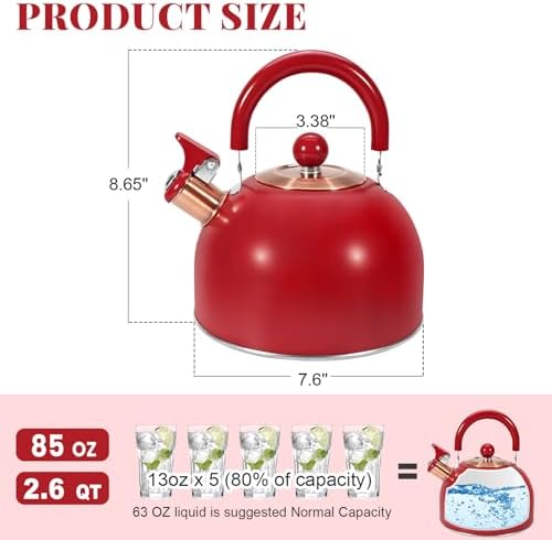 GGC Whistling Tea Kettle for Stove Top, 85OZ/2.6QT Stainless Steel Tea Pot - Image 2
