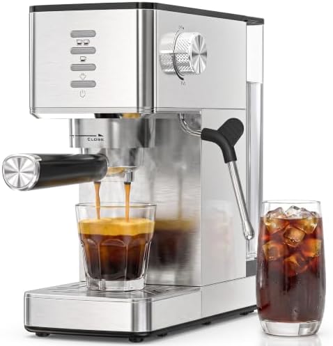 Kismile 20 Bar Espresso Machine with Milk Frother, Compact Coffee Machine & Cappuccino Machine for Home, Durable Metal Housing, 1.4L Removable Water Tank & Cup Warmer, Stainless Steel Filter by Kismile