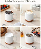 MALACASA 16oz Ceramic Coffee Mugs Set of 6, Khaki White - Image 5