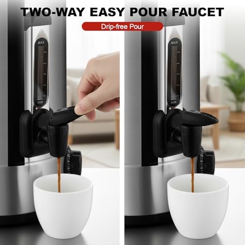100 Cup Commercial Coffee Maker, 1500W Fast Brewing Hot Water Urn, 304 Stainless Steel Coffee Dispenser with Reusable Filter, Large Coffee Percolator for Catering, Church, Parties & Office - Image 6