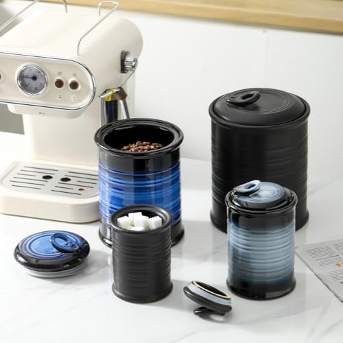 Nihow Food Storage Jar,Ceramic Canister Sets for The Kitchen,Set of 3,Black - Image 5