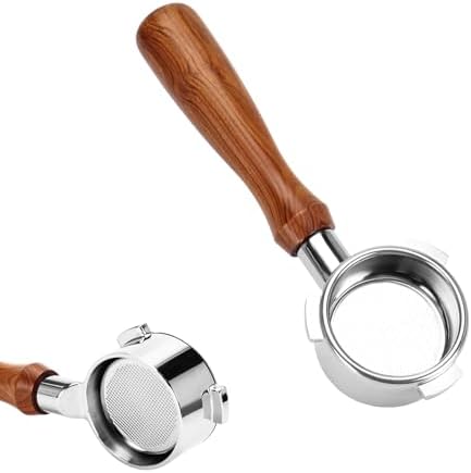 DIBTSA 54mm Bottomless Portafilter Compatible with Breville BES870, BES878, BES880, with 304 Stainless Steel Filter Basket, wood handle by DIBTSA