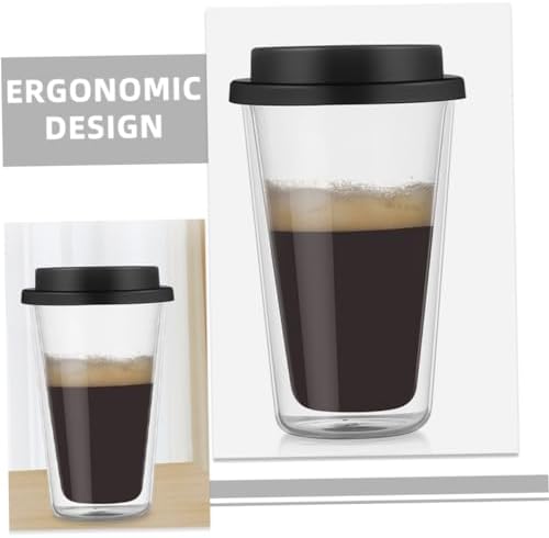 Double-wall Insulated Glass Mug Silicone Lid Hot Cold Coffee Tumbler for Parties - Image 4