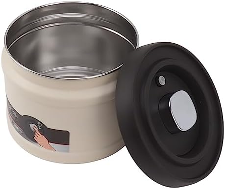 Greensen Vacuum Sealed Coffee Container, Stainless Steel Airtight Storage Canister for Ground Coffee Beans Tea Nuts with Press Type Seal, Measuring Scoop, 1600ML, Beige - Image 6