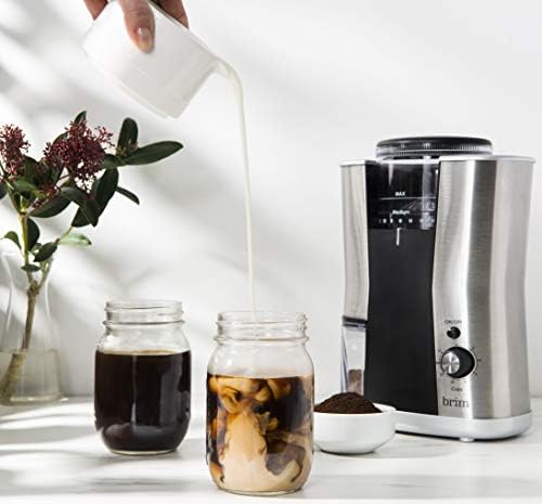 BRIM Conical Burr Coffee Grinder, Uniformly Grinds Beans for 1-17 Cups of Coffee, Features Removable Bean Container, 17 Precise Grind Size Settings, and Convenient Auto Shut Off, Stainless Steel/Black - Image 2
