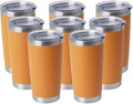 HASLE OUTFITTERS 20oz Stainless Steel Tumblers Bulk, Insulated Travel Cup with Lid, Double Wall Vacuum Coffee Mug for Cold & Hot Drinks 8 Pack, Orange by HASLEOUTFITTERS