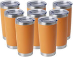 HASLE OUTFITTERS 20oz Stainless Steel Tumblers Bulk, Insulated Travel Cup with Lid, Double Wall Vacuum Coffee Mug for Cold & Hot Drinks 8 Pack, Orange by HASLEOUTFITTERS