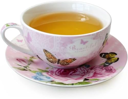 ONEUSTAR Tea for One Set Ceramic Floral Teapots with Cup in Gift Box, Pink - Image 2