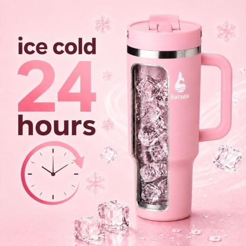 Farsea 40oz Insulated Stainless Steel Travel Tumbler with Handle & Straw - Image 6