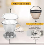 Coffee Dripper with Reusable Coffee Filter #4 Tea Infuser for Loose Leaf Tea Steeper Large 18 oz BPA Free Dishwasher Safe (CLEAR) - Image 2