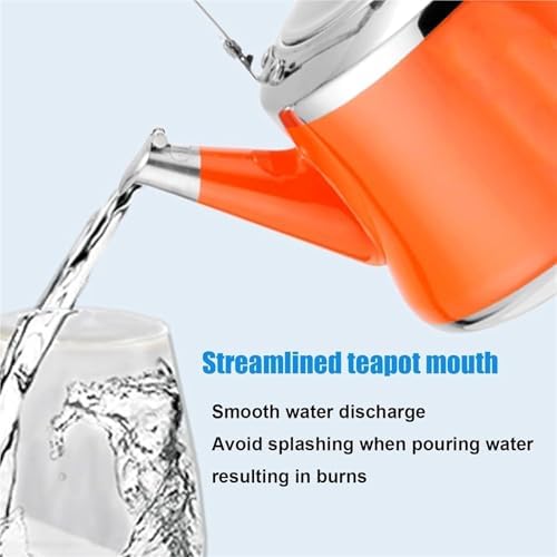 Small Tea Kettle with Infuser, Food Grade Stainless Steel Stovetop Teapot, Whistling Stove Top Kettle Induction Gas Tea Kettle for Gas Hob(Orange,1L) - Image 4