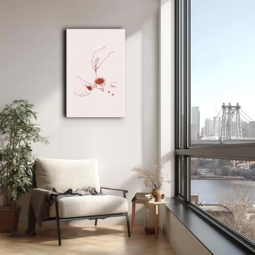 Espresso Barista Canvas Wall Art Framed Minimalist Coffee Line Painting - Image 5
