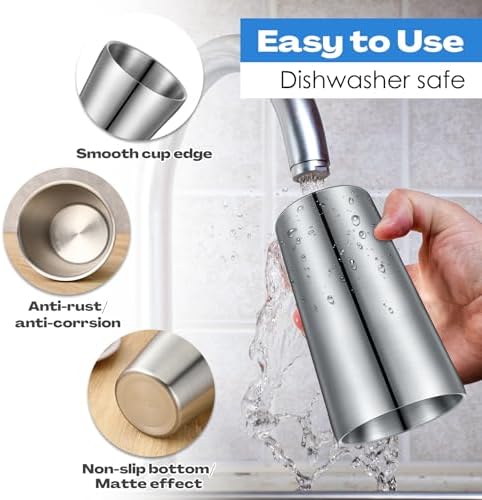 Mimorou 8 Pack Stainless Steel Insulated Cup 18.6 oz Metal Tumbler Double Wall Vacuum Water Glasses Camping Reusable Mugs BBQ Home Office Party Coffee(Silver) - Image 4