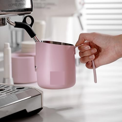 Milk Frothing Pitcher Milk Frothing Pitcher - Pink Espresso Steaming 25oz/750ML, Stainless Steel Coffee Cup - Image 4