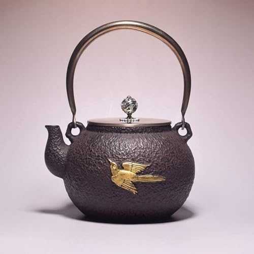 Handmade Cast Iron Tetsubin Teapot 1.2L Uncoated Pig Iron Kettle With Heat Retention For Loose Leaf Tea Brewing - Image 3