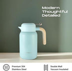 Aura Thermal Coffee Carafe - Vacuum Insulated Stainless Steel Tea Pot & Water Pitcher, Keeps Drinks Hot or Cold, BPA-Free, Beverage Dispenser - 51 oz Blue - Image 3