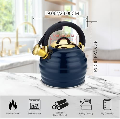 Tea Kettle for Stove Top Whistling Teapot, 3.2Q Tea Pot Stainless Steel Teakettle with Heat Proof Ergonomic Handle - Image 5