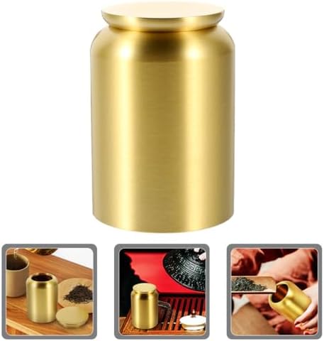 Brass Tea Tin with Lid, Portable Airtight Canister for Loose Leaves - Image 6