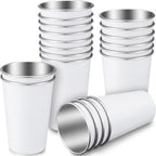 Mimorou 20 Pack 16 oz Stainless Steel Cups Metal Cup, White by Mimorou