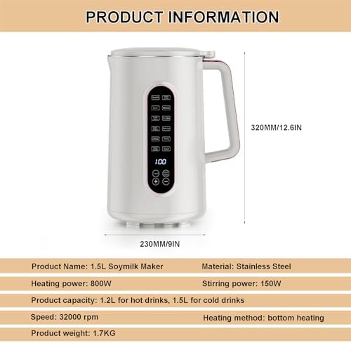 Automatic Soy Milk Maker With 2 Cups | Nut Milk Maker Tea Milk Machine Blender 32000rpm For Milk, Tea Store | Automatic Heat Preservation | Hot and Cold Double Use - Image 7