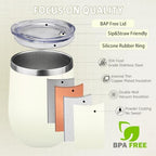 12oz/6 Pack Stainless Steel Wine Tumbler with Lid and Straw, Double Wall Vacuum Insulated Wine Tumbler Glasses, Stemless Travel Mugs for Hot and Cold Drinks, Coffee, Wine, Cocktails（Mix Color-1） - Image 3
