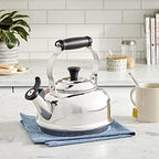 Le Creuset Whistling Tea Kettle, 1.7 qt., Stainless Steel/Black Knob - Image 2