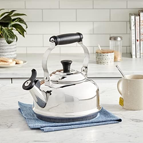 Le Creuset Whistling Tea Kettle, 1.7 qt., Stainless Steel/Black Knob - Image 2