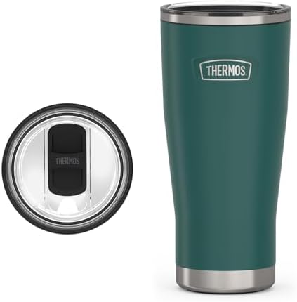 THERMOS Icon Series 24oz Stainless Steel Tumbler with Slide Lock Lid, Leakproof, Fits Cupholder, Dishwasher Safe, Griptec™ Non‑Slip Base, Keeps Drinks Hot 6 Hrs/Cold 22 Hrs, Spruce by Thermos