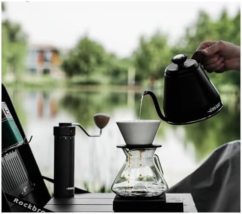 Pour Over Coffee Maker Ceramic Filter Dripper With Walnut Collar Reusable Cone Drip Holder For Travel(Blue) - Image 7