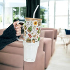 Sip-Sip Hooray! Garden Girl 40oz Glass Tumbler with Lid and Straw - Image 3