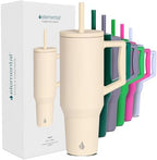 Elemental Spill Proof 40oz Insulated Tumbler with Handle & Straw Travel Mug by Elemental