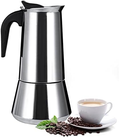Stainless Steel Stovetop Moka Pot Espresso Maker Percolator 12 Cup 600ml Portable Italian Greca Cuban Coffee Maker for Big Family Home Office Camping, Work with Gas Electric Ceramic Stovetop by BalunAdmhail