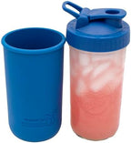 Mason Jar Lifestyle Wide Mouth 24oz Pint & Half Mason Jar Water Bottle Travel Tumbler with Silicone Sleeve & Pour & Store Shaking Lid (Deep Blue) - Image 3