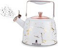 BERTILLE Teapot 2.5QT Whistle Exquisite Teapot for Stovetop, 18/8 Stainless Steel Stovetop Kettle(Gold thread) by BERTILLE