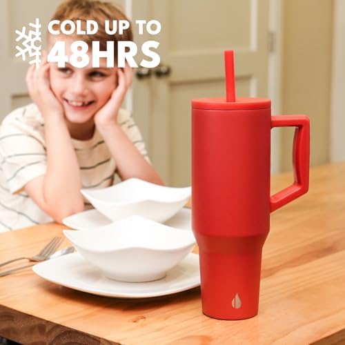 Elemental Spill Proof 40oz Insulated Tumbler with Handle & Straw Travel Mug - Image 4
