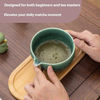 Matcha Whisk Set, Zen Travel Ceremony Kit with Cat Figurine & Incense, 9-Piece Portable Set with Bowl, Bamboo Whisk & Bag (H) - Image 5