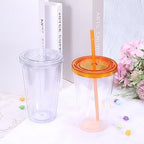 uxcell Acrylic Tumbler with Lid and Straw, 16 Oz Reusable Double Wall Cups for Ice Coffee, Clear Travel Tumblers for Birthdays Gifts, Customization (Grey) - Image 4