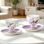 KAMMAK Tea Cups Set of 2,Ceramic Floral Pattern Demitasse Cup - Image 7