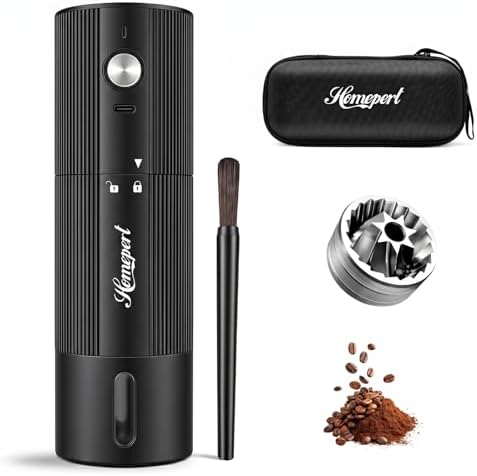 Upgraded Faster Electric Coffee Grinder, Stainless Steel Burrs, Black by Homepert
