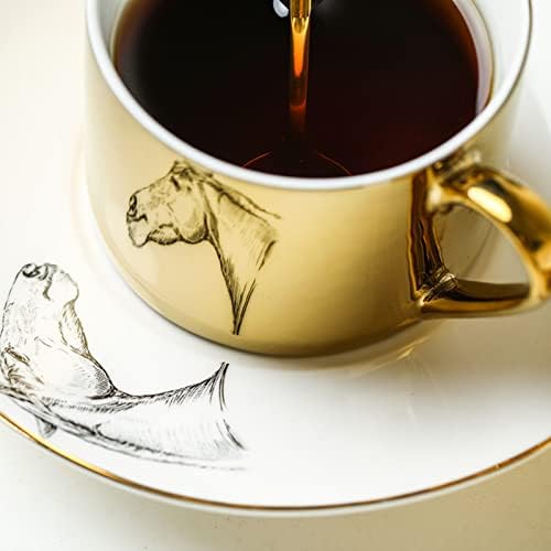 Mirror Cup and Saucer Coffee Cup Mug, Movement Reflection Teacup Horse Cup Creative Gift for Valentine's Day Birthday (Dog) - Image 3