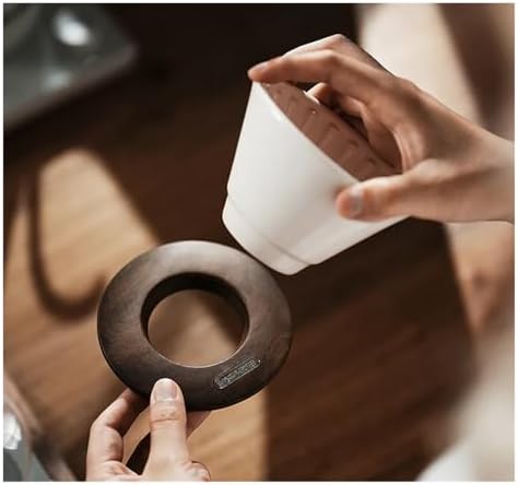 Hand Brewed Coffee Filter Cup Ceramic Flat Bottom Cake Drip(White) - Image 4