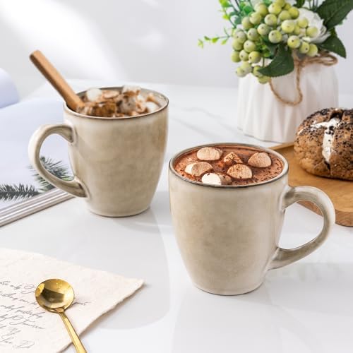 GBHOME Ceramic Coffee Mugs Set of 4, 12oz Stoneware Coffee Mugs Set For Dad Mom Women MEN, Light Weight Ceramic Coffee Cups for Latte/Tea/Beer/Hot Cocoa, Dishwasher & Microwave Safe,Cappuccino - Image 5