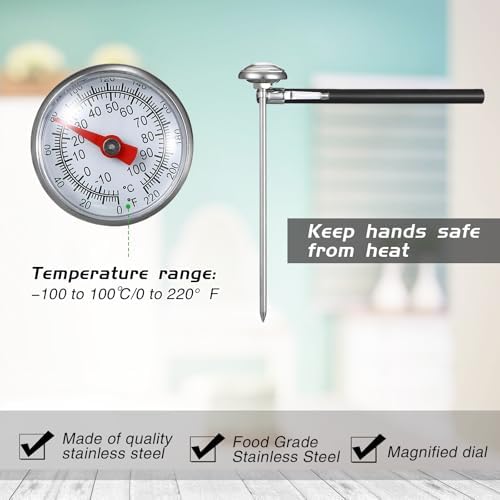 Xuhal 24 Pcs Stainless Steel Kitchen Dial Thermometer 5",Black - Image 4
