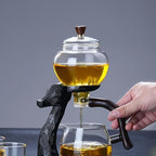 YUDIZWS Lazy Kungfu Drip Teapot,Heat Resistant Tea Set,Sturdy High Borosilicate Glass Teapot,Magnetic Water Diversion Semi-Automatic Teapot Set Magic Tea Set, Black Deer Tea se - Image 4