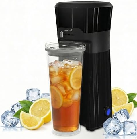 Cold Brew Coffee Maker with Reusable Coffee Filter and Insulated Pitcher, 20 Oz Iced Tea Maker for Ground Coffee, Single Serve Machine for Home, Strength Control for Flavor, Black by LightUpLife