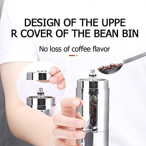 Coffee Accessories Stainless Steel Coffee Grinder, Mini Hand Manual Handmade Coffee Bean Burr Grinders Mill Kitchen Tool Ceramic Core Grinder Household Office (Color : Pink) - Image 3