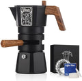 Bincoo 120ML Stovetop Espresso Maker Double Valve Moka Pot with Thermostat Extractor Prevent over-extraction,Italian Espresso Moka Pot with Powder Dispenser and Filter Paper for Home (Black 120ML) by Bincoo