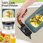 84oz Borosilicate Glass Pitcher, Leak-Proof Lid & Handle BPA Free, Fridge - Image 2